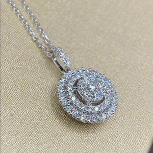New Sparkling Fashion Jewelry Cubic Zirconia Pendant and Silver Necklace Gift
